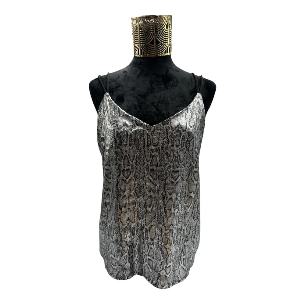 Y2K Snakeskin Print Cami Top – Sleek & Sexy Spaghetti Strap Tank Size XL - Picture 2 of 5